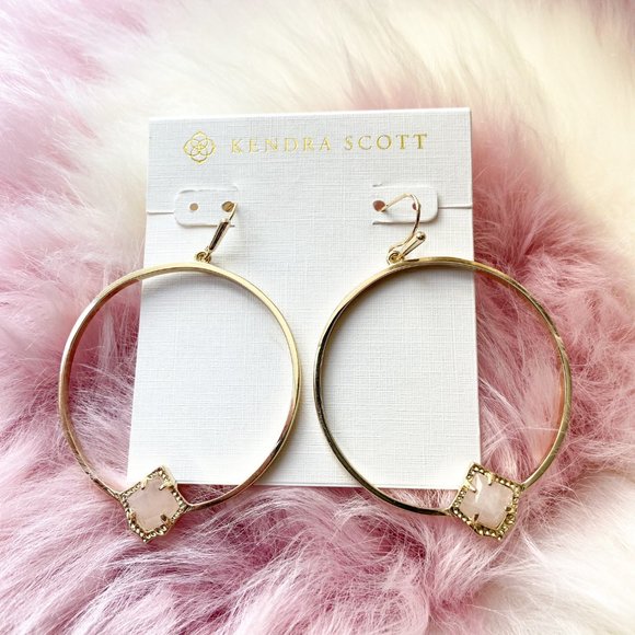 Kendra Scott Gold Elberta Rose Quartz Earrings - Picture 1 of 3
